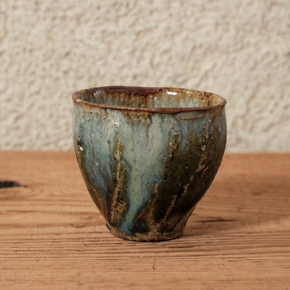 [ 田尾 明子 ] ぐい呑みS 織部 幅約6.0cm×高約5.5cm