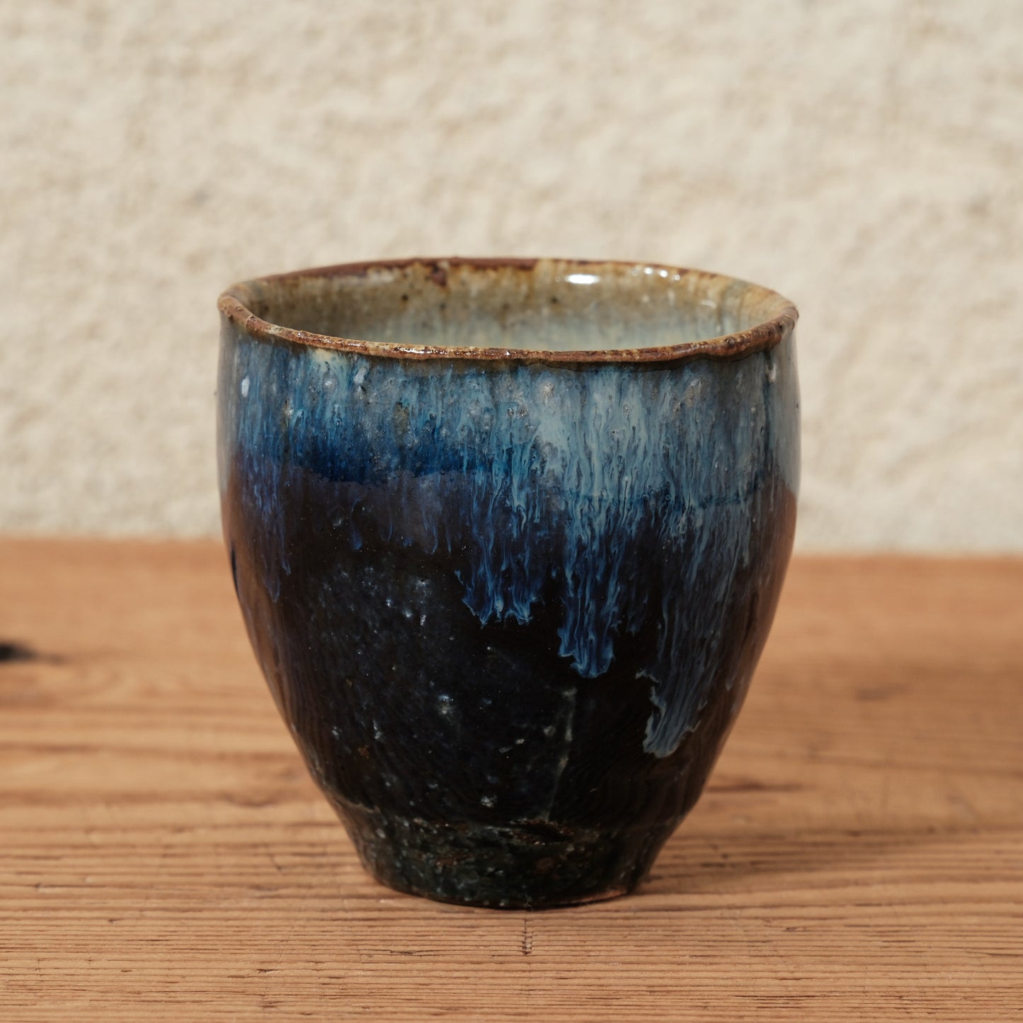 [ 田尾 明子 ] ぐい呑み-青釉01 幅約6.4cm×高約6.4cm