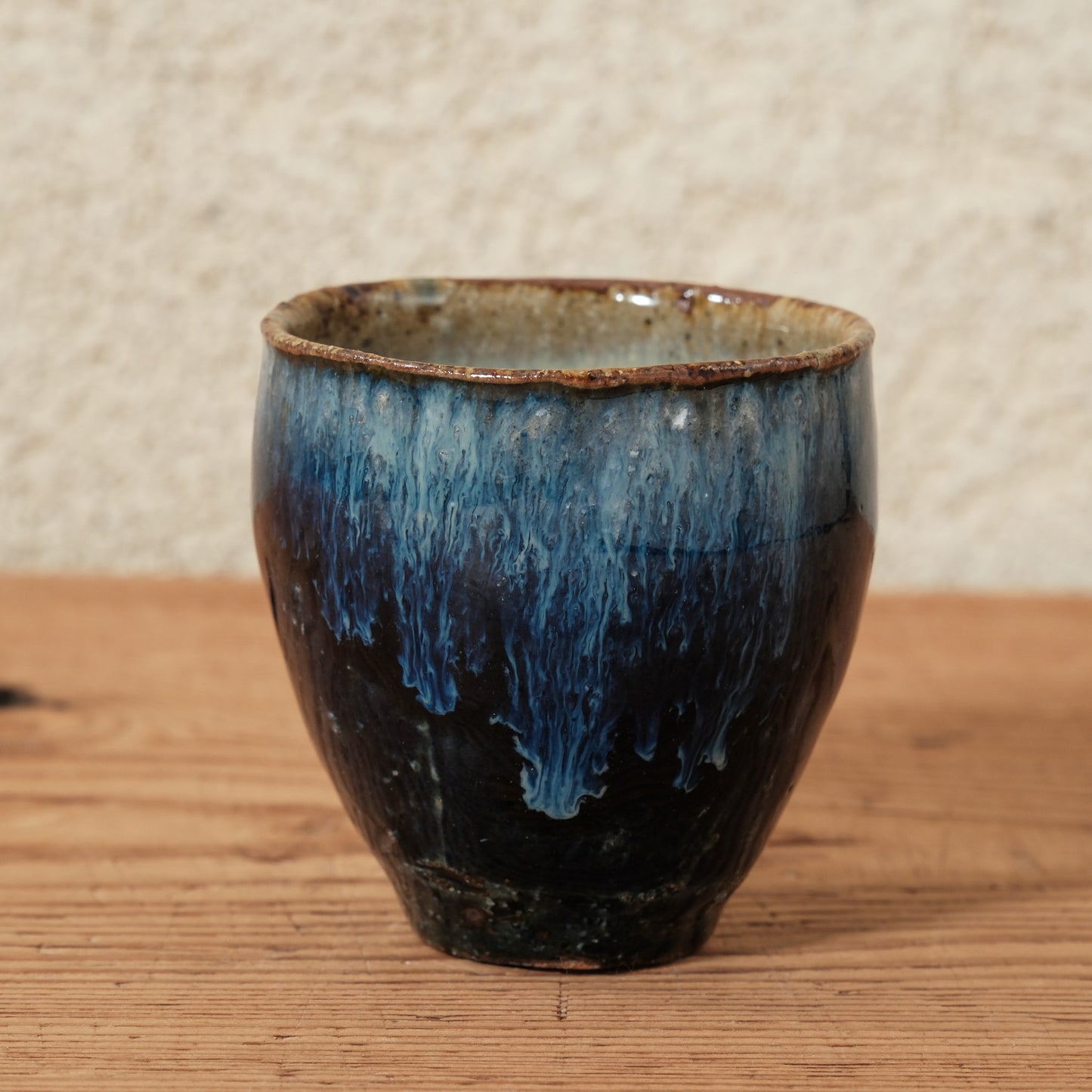 [ 田尾 明子 ] ぐい呑み-青釉01 幅約6.4cm×高約6.4cm