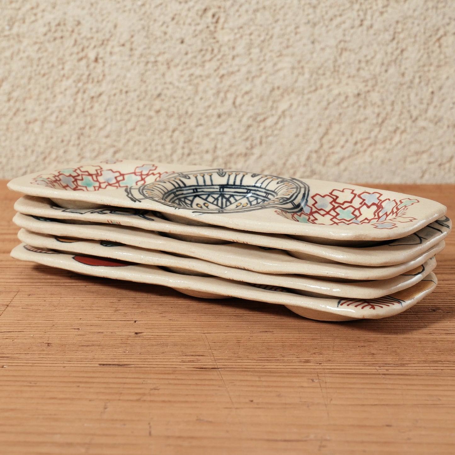 [ 加藤 喜道 ] 3点薬味plate 幅約18cm 赤絵・金彩 E