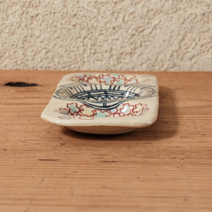 [ 加藤 喜道 ] 3点薬味plate 幅約18cm 赤絵・金彩 A