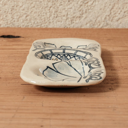 [ 加藤 喜道 ] 3点薬味plate 幅約18cm 赤絵・金彩 B