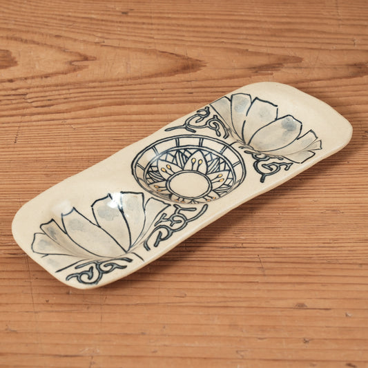 [ 加藤 喜道 ] 3点薬味plate 幅約18cm 赤絵・金彩 B