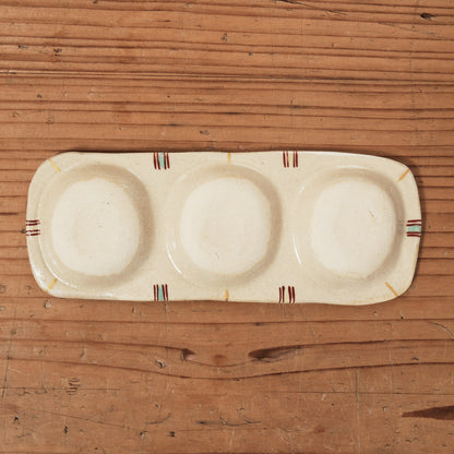 [ 加藤 喜道 ] 3点薬味plate 幅約18cm 赤絵・金彩 D