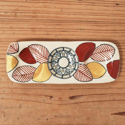 [ 加藤 喜道 ] 3点薬味plate 幅約18cm 赤絵・金彩 E