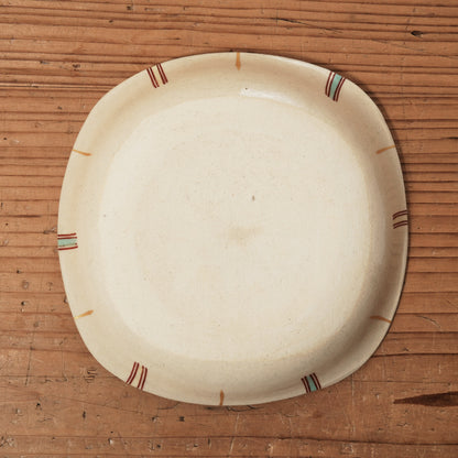 [ 加藤 喜道 ] 正方形 plate 幅約17cm 赤絵・金彩 B