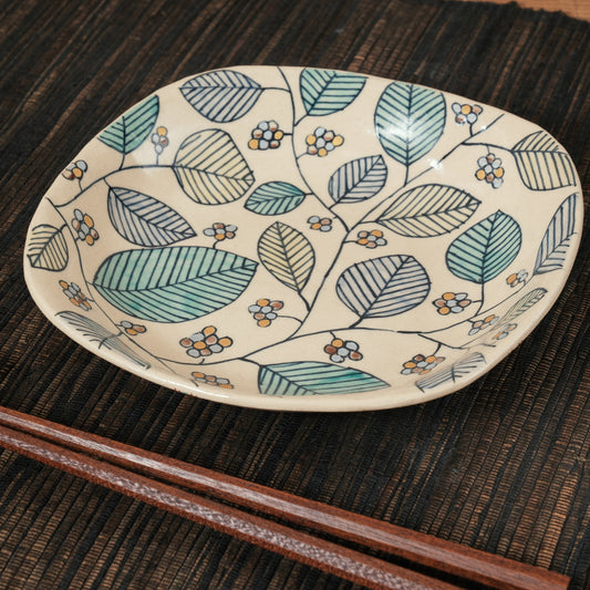 [ 加藤 喜道 ] 正方形 plate 幅約17cm 赤絵・金彩 C