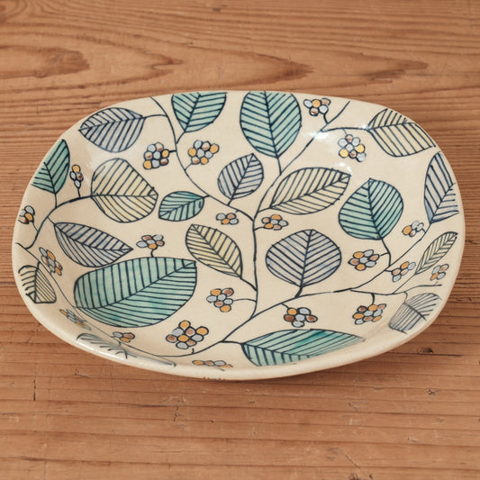 [ 加藤 喜道 ] 正方形 plate 幅約17cm 赤絵・金彩 C