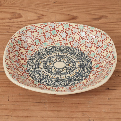 [ 加藤 喜道 ] 正方形 plate 幅約17cm 赤絵・金彩 D