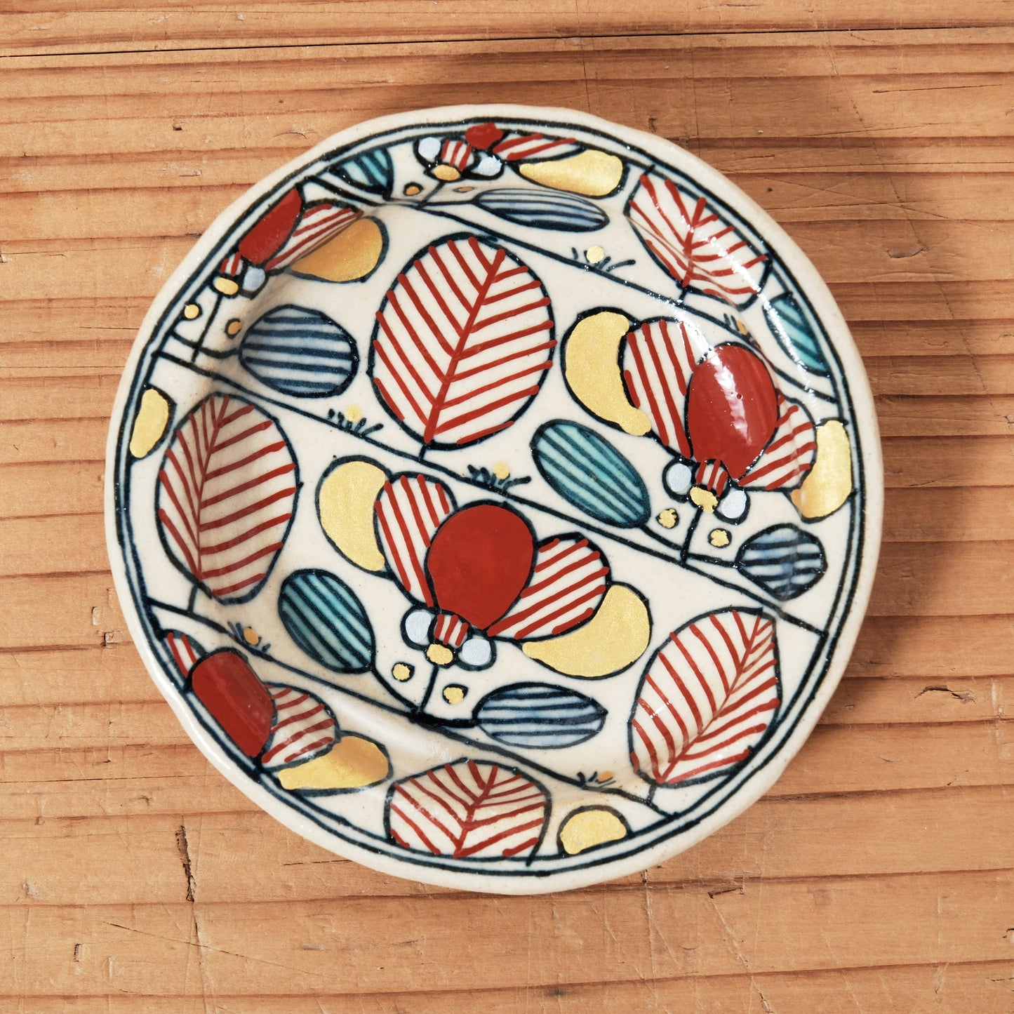 [ 加藤 喜道 ] 豆皿 直径約8.5cm 赤絵・金彩 A