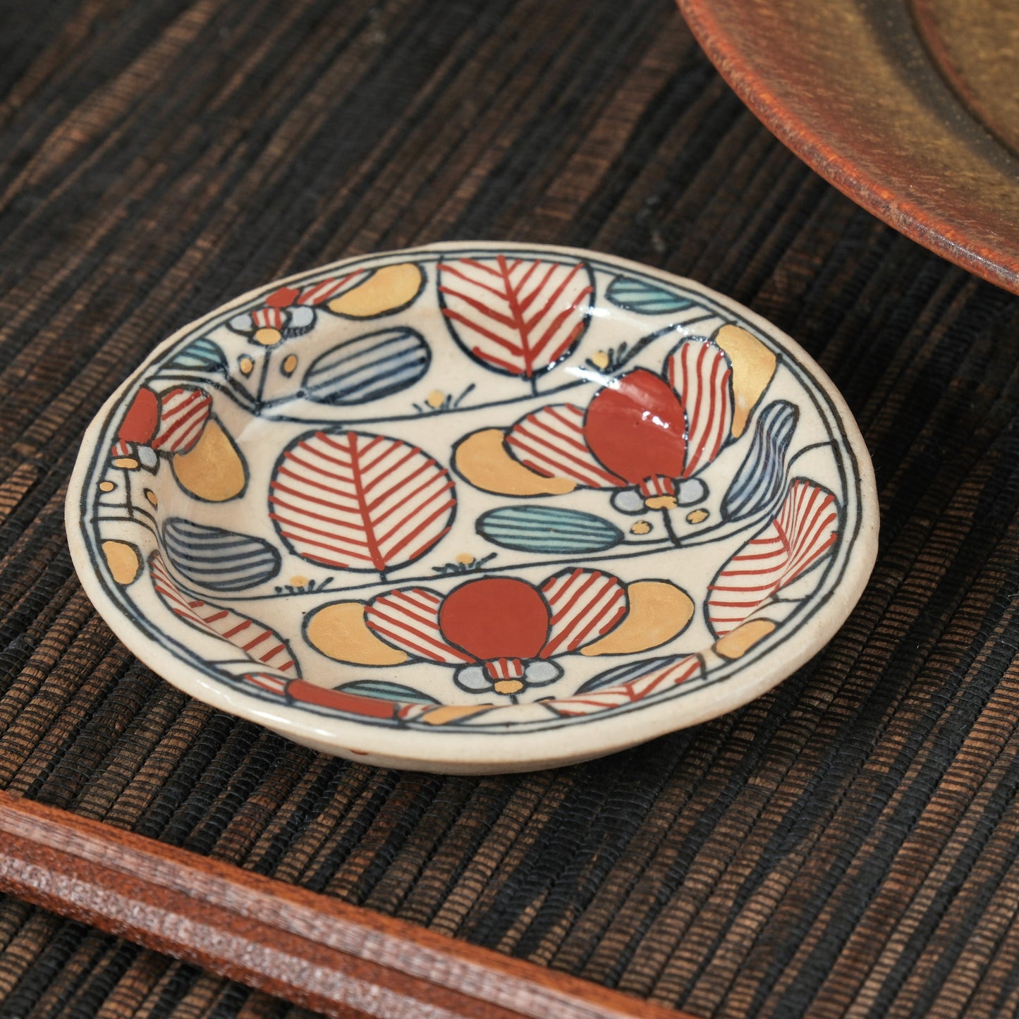 [ 加藤 喜道 ] 豆皿 直径約8.5cm 赤絵・金彩 A