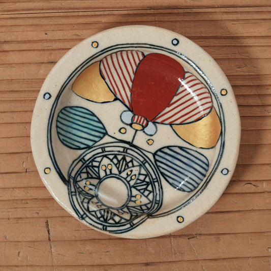 [ 加藤 喜道 ] 豆皿 直径約8.5cm 赤絵・金彩 D