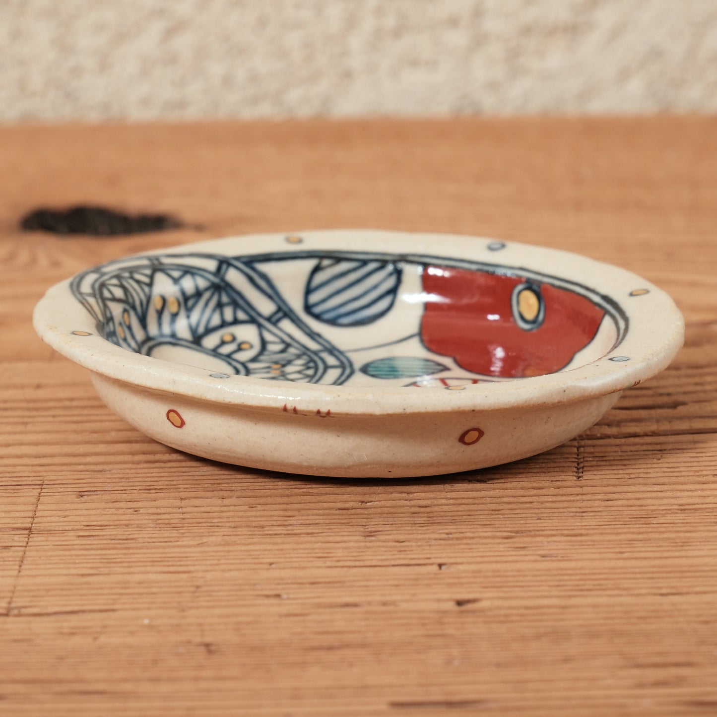 [ 加藤 喜道 ] 豆皿 直径約8.5cm 赤絵・金彩 E