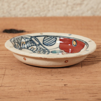 [ 加藤 喜道 ] 豆皿 直径約8.5cm 赤絵・金彩 E