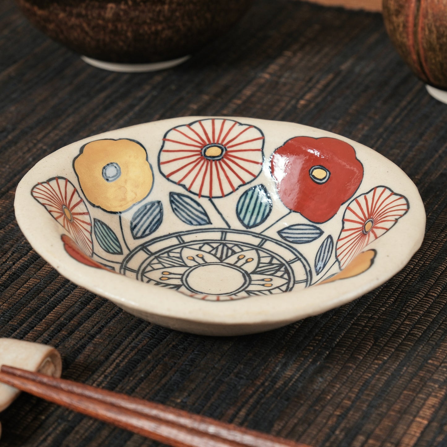 [ 加藤 喜道 ] 小鉢 直径約12cm 赤絵・金彩 E