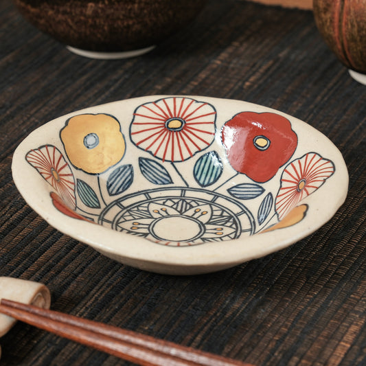 [ 加藤 喜道 ] 小鉢 直径約12cm 赤絵・金彩 E