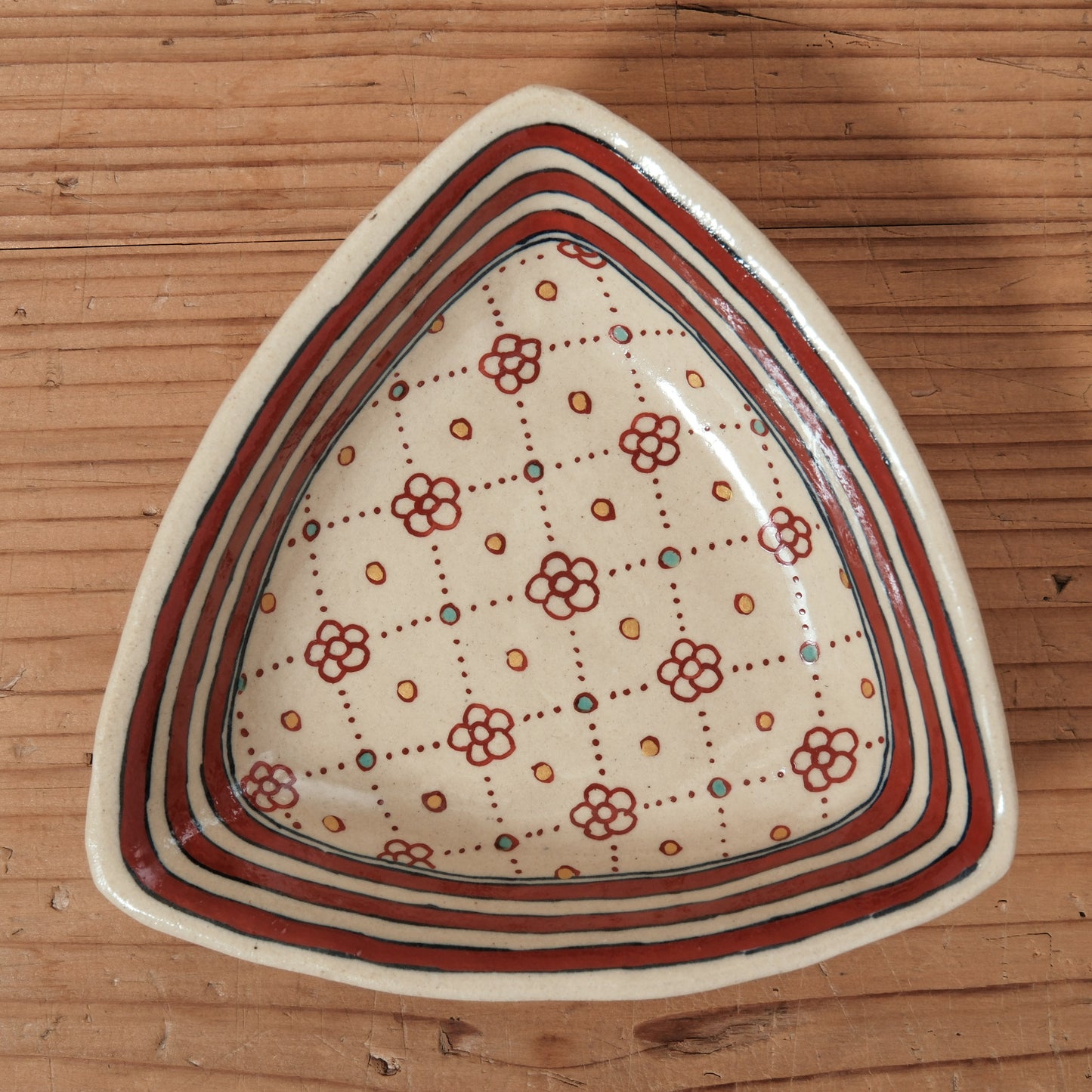 [ 加藤 喜道 ] 絵付け △小鉢 幅約12.8cm  赤絵・金彩 A