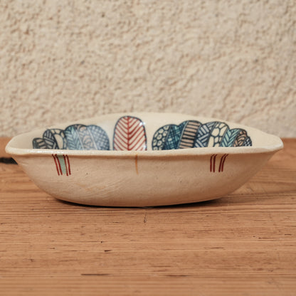 [ 加藤 喜道 ] 絵付け △小鉢 幅約12.8cm  赤絵・金彩 D