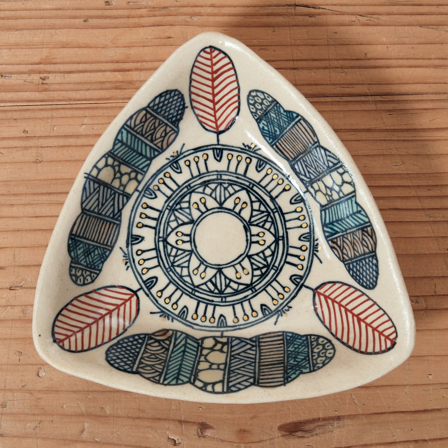 [ 加藤 喜道 ] 絵付け △小鉢 幅約12.8cm  赤絵・金彩 D