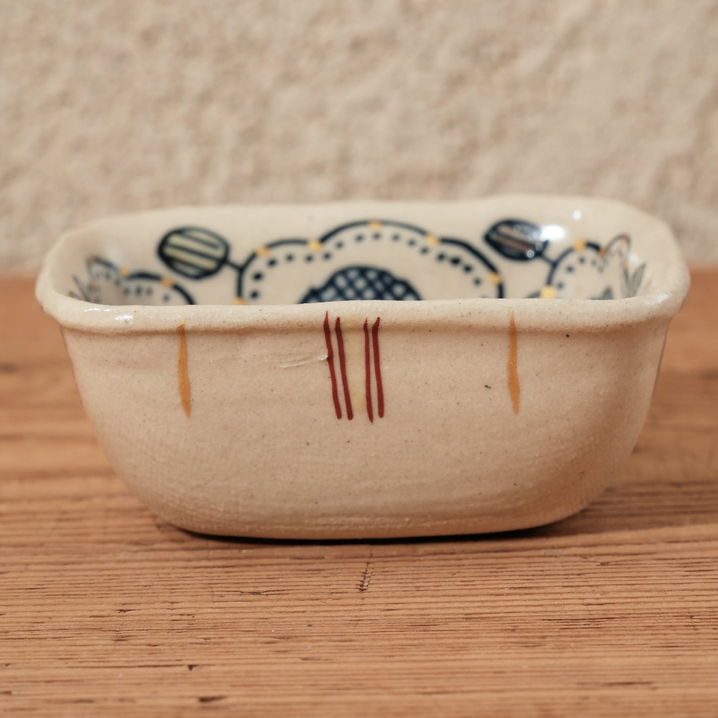 [ 加藤 喜道 ] 絵付け □小鉢 幅約8cm 赤絵・金彩 A