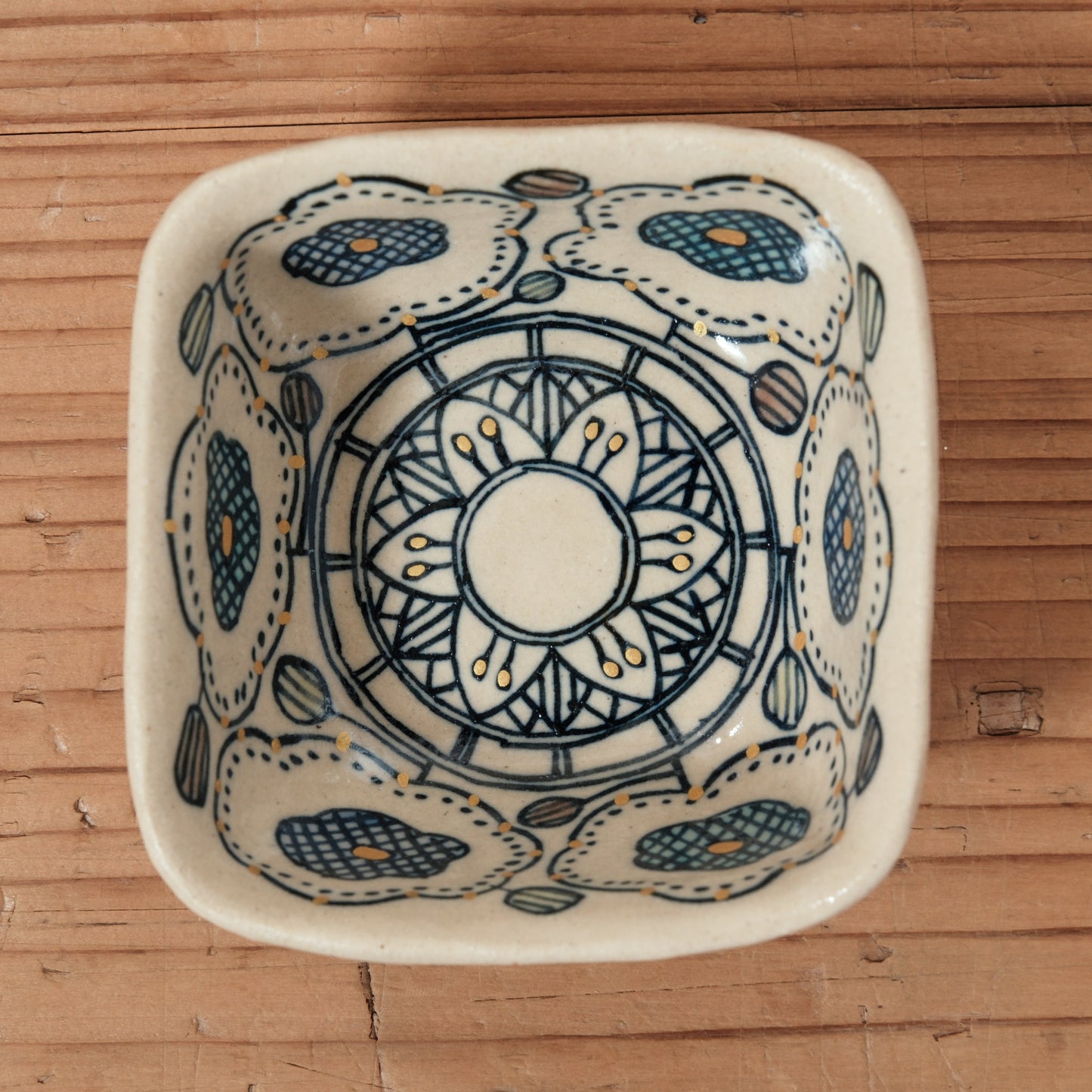 [ 加藤 喜道 ] 絵付け □小鉢 幅約8cm 赤絵・金彩 A