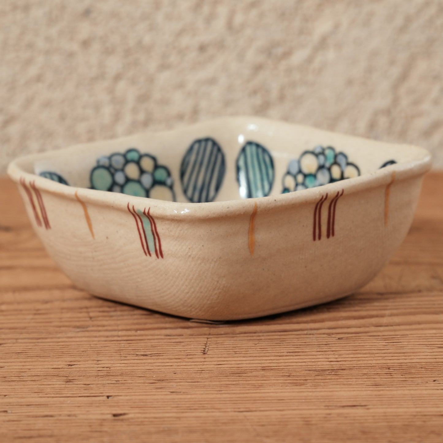 [ 加藤 喜道 ] 絵付け □小鉢 幅約8cm 赤絵・金彩 B
