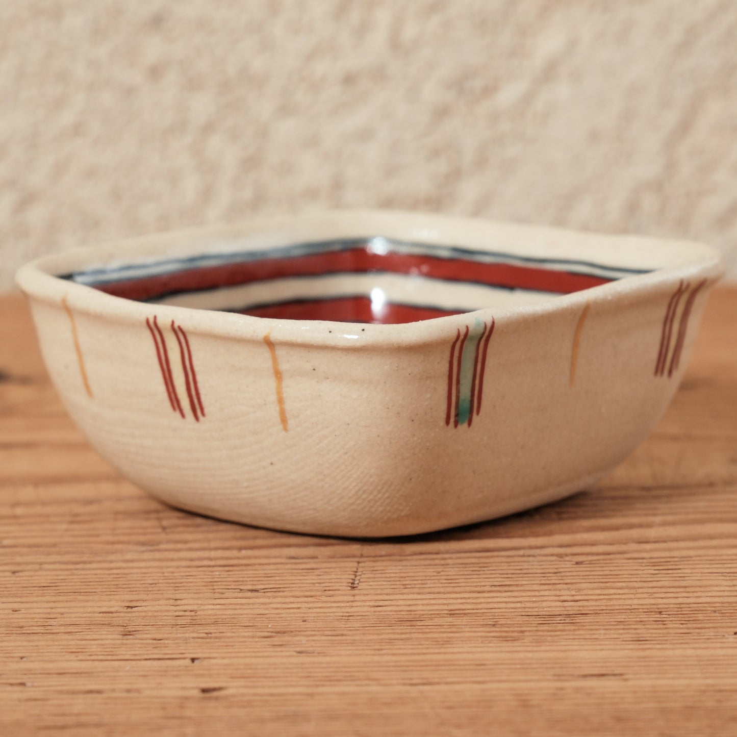 [ 加藤 喜道 ] 絵付け □小鉢 幅約8cm 赤絵・金彩 C