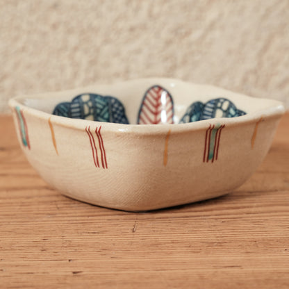 [ 加藤 喜道 ] 絵付け □小鉢 幅約8cm 赤絵・金彩 D