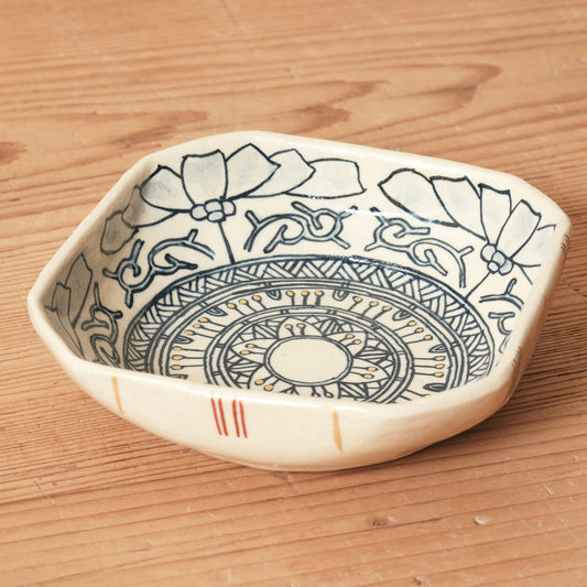 [ 加藤 喜道 ] 絵付け □小鉢 幅約11cm 赤絵・金彩 B