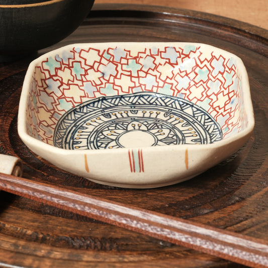 [ 加藤 喜道 ] 絵付け □小鉢 幅約11cm 赤絵・金彩 C