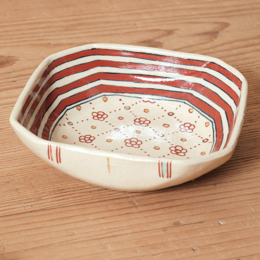 [ 加藤 喜道 ] 絵付け □小鉢 幅約11cm 赤絵・金彩 D