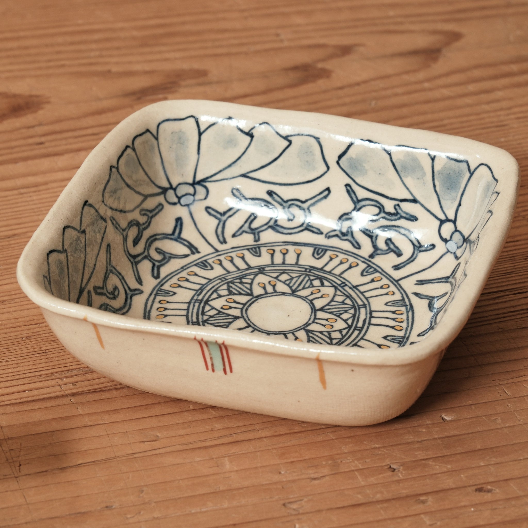 加藤 喜道 ] 絵付け □小鉢 幅約11.5cm 赤絵・金彩 A – 菜じみ -najimi