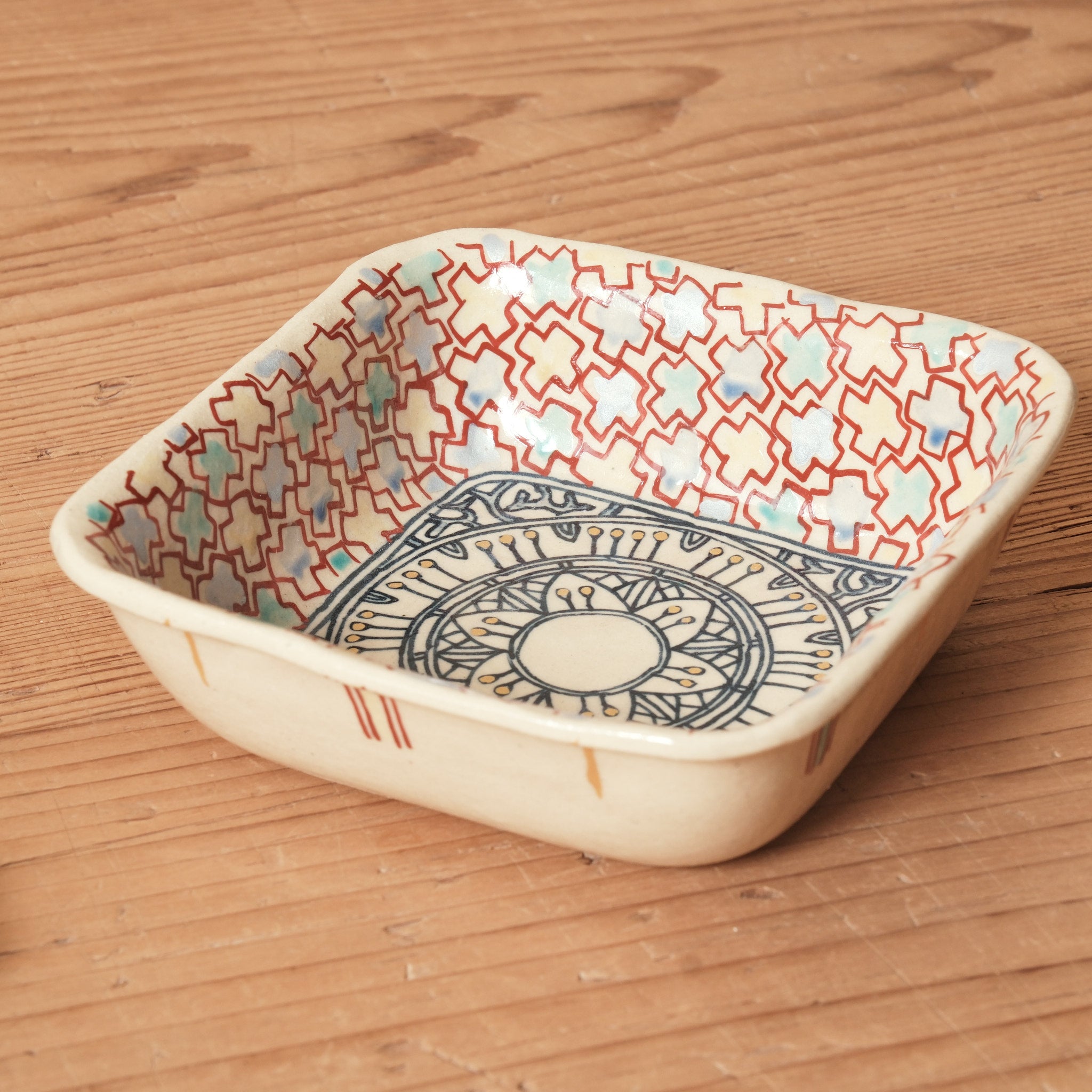 加藤 喜道 ] 絵付け □小鉢 幅約11.5cm 赤絵・金彩 C – 菜じみ -najimi