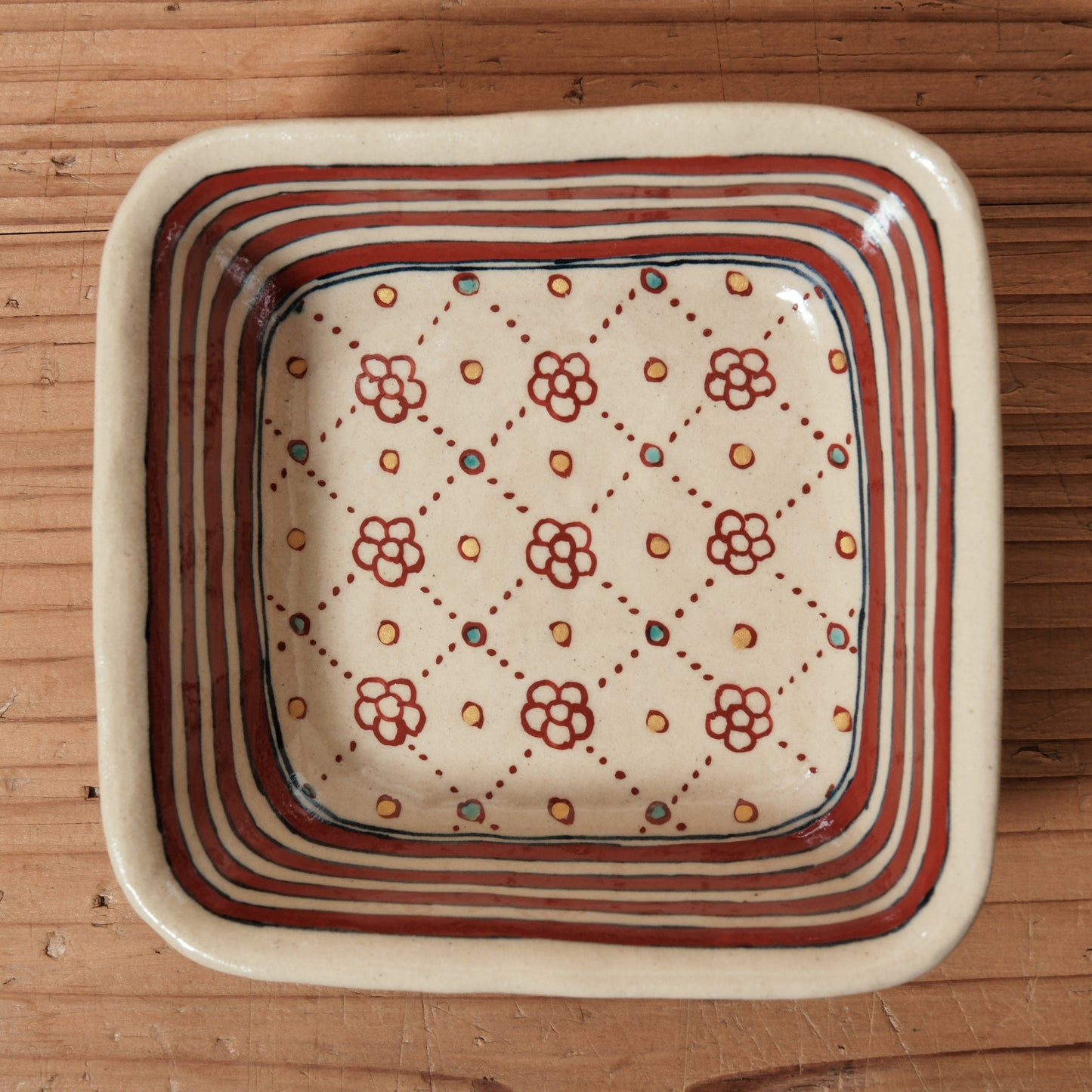 [ 加藤 喜道 ] 絵付け □小鉢 幅約11.5cm 赤絵・金彩 E