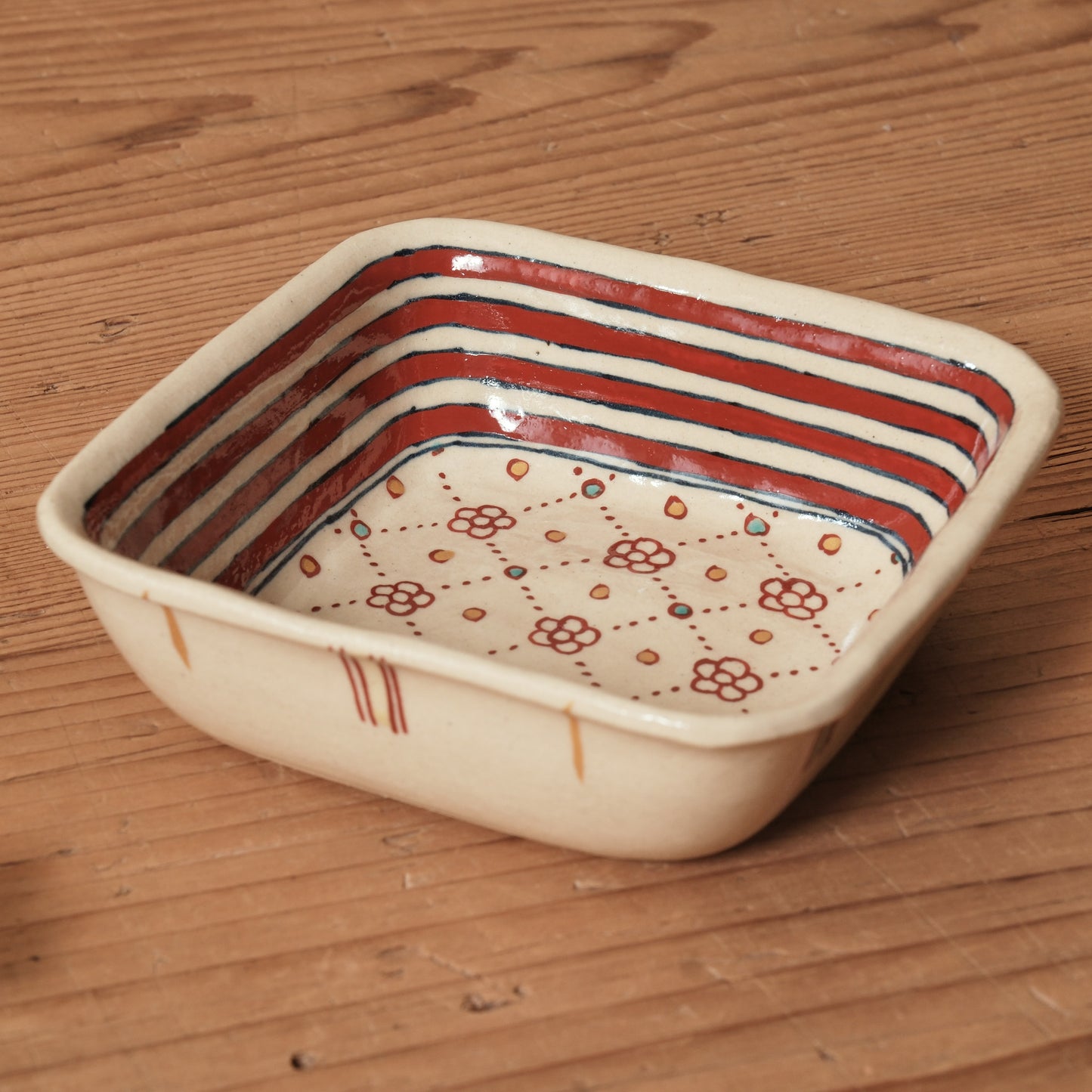 [ 加藤 喜道 ] 絵付け □小鉢 幅約11.5cm 赤絵・金彩 E