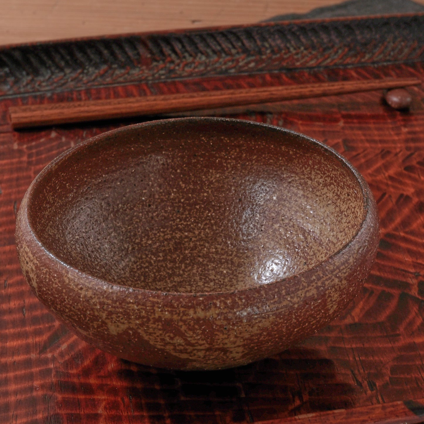 [ てしま島苑 ] 小丸ドラ鉢   背高泡立草釉
