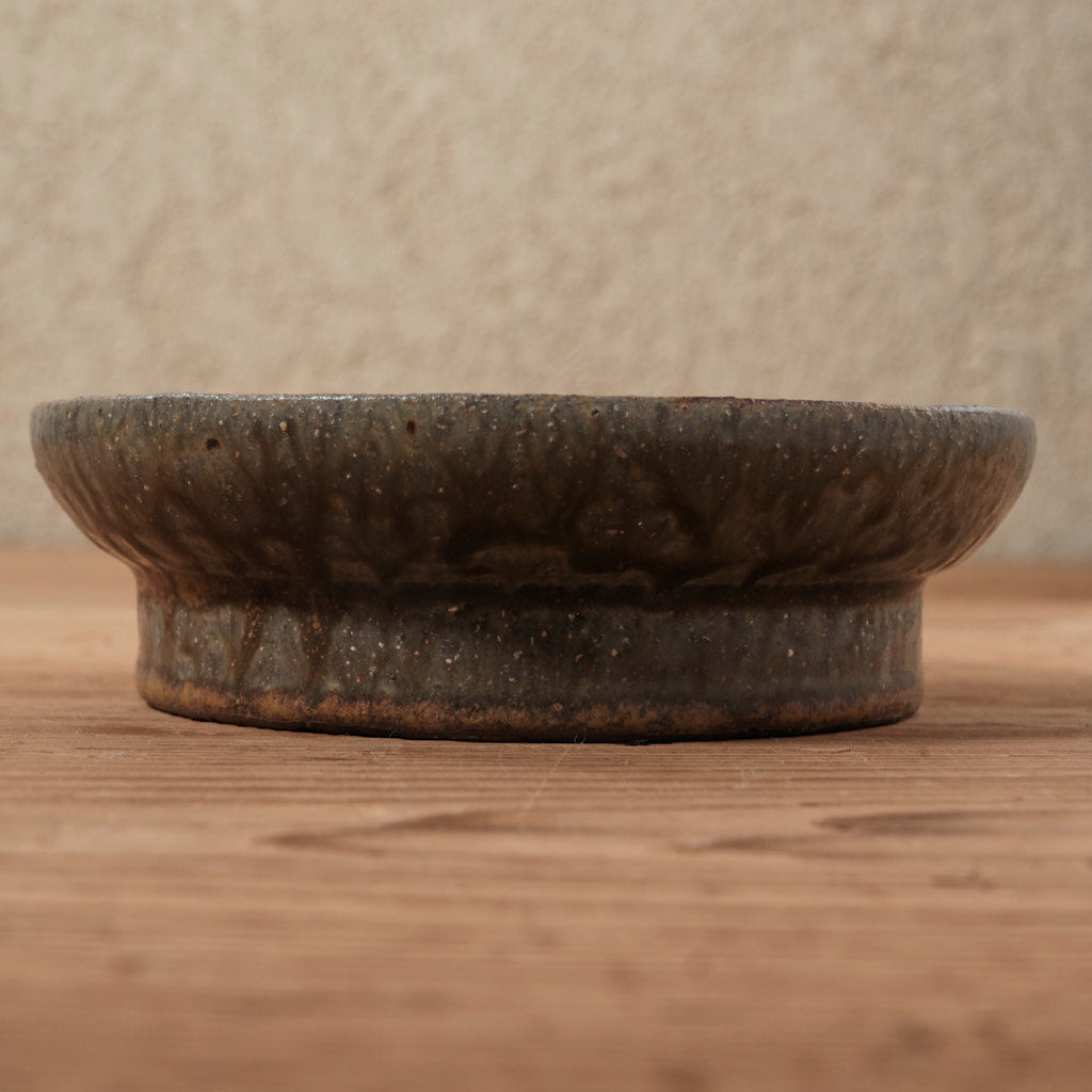 [ てしま島苑 ] 高高台皿（中） 空豆釉