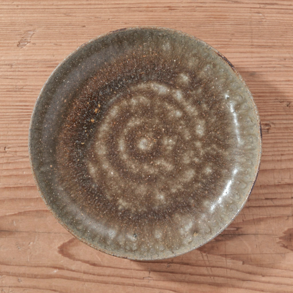 [ てしま島苑 ] 高高台皿（中） 空豆釉