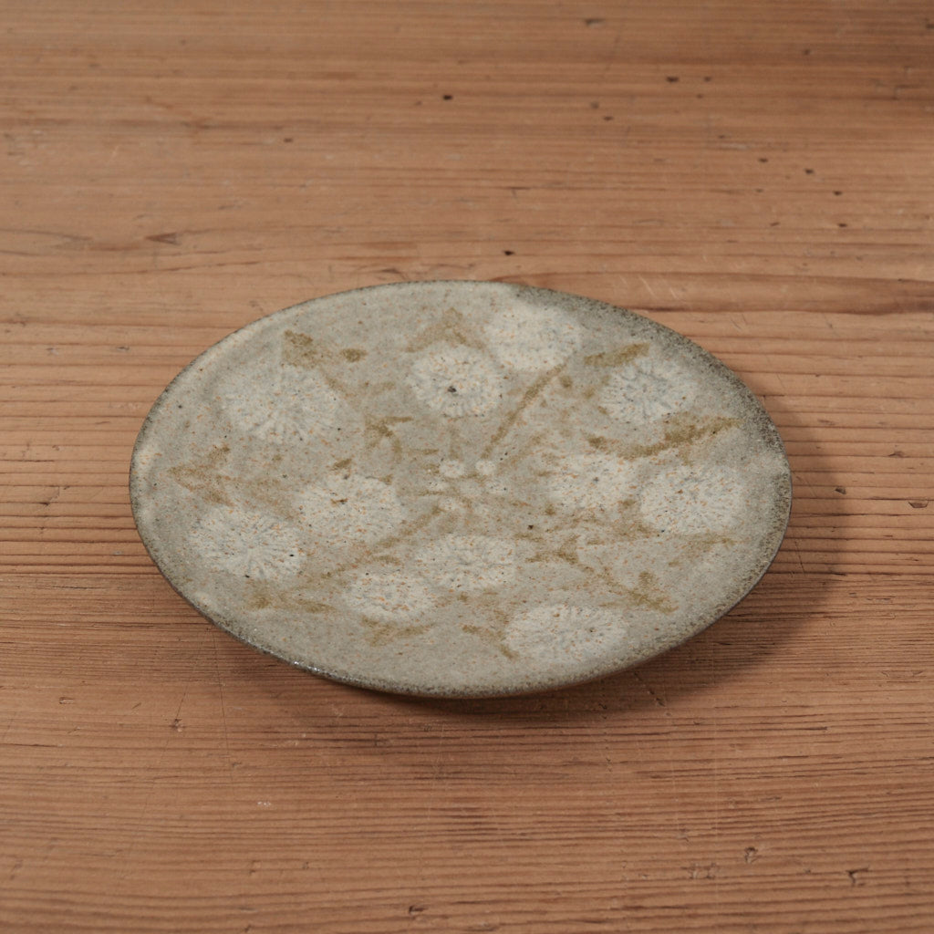 [ てしま島苑 ] 絵皿「たんぽぽ」 中 ひまわり釉