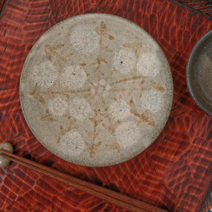 [ てしま島苑 ] 絵皿「たんぽぽ」 中 ひまわり釉