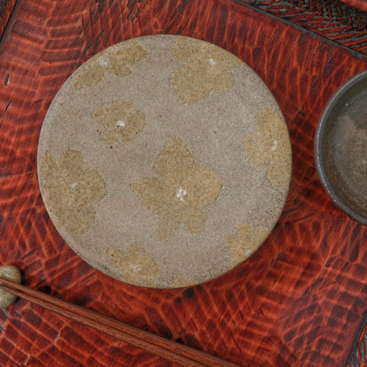 [ てしま島苑 ] 絵皿「かぼちゃの花」 ひまわり釉