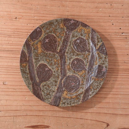 [ てしま島苑 ] 絵皿「いちじく」 中  空豆釉