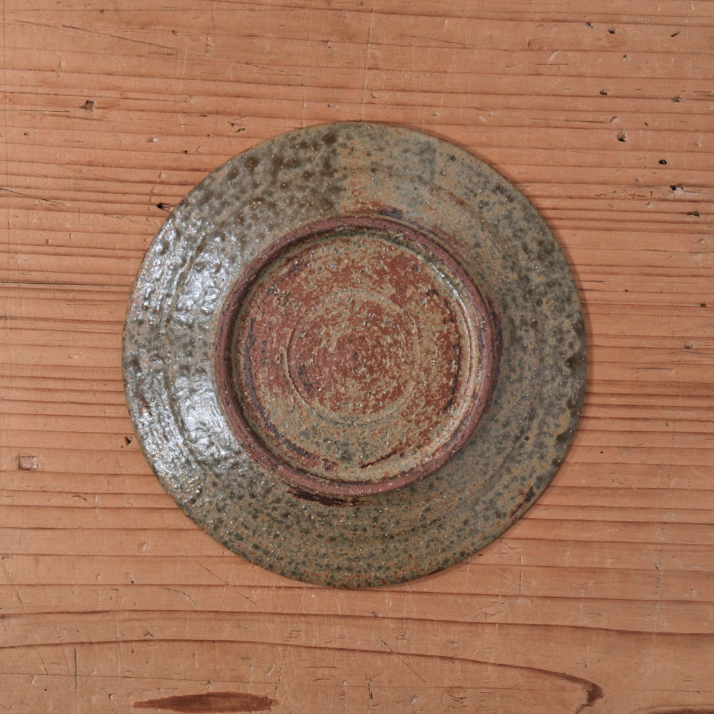 [ てしま島苑 ] 絵皿「いちじく」 中  空豆釉