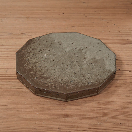 [ てしま島苑 ] 原土プレート11角-中 ひまわり釉