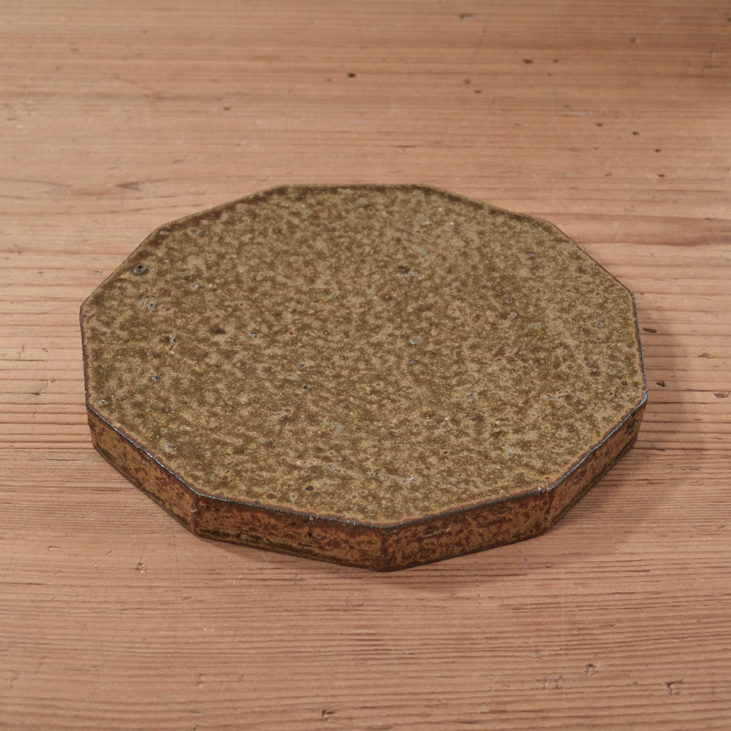 [ てしま島苑 ] 原土プレート11角-中 ひまわり釉