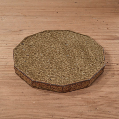 [ てしま島苑 ] 原土プレート11角-中 ひまわり釉