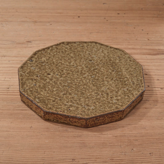 [ てしま島苑 ] 原土プレート11角-中 ひまわり釉