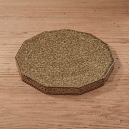 [ てしま島苑 ] 原土プレート11角-中 ひまわり釉