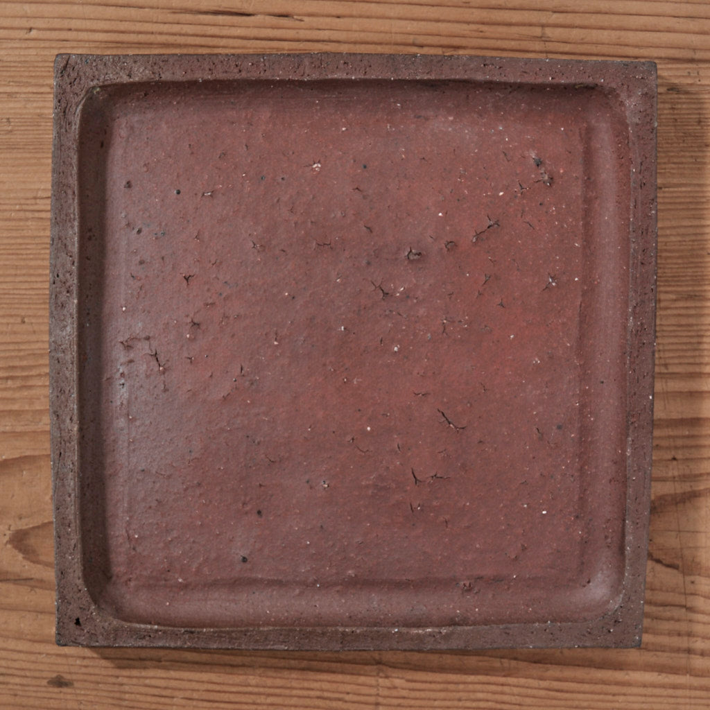 [ てしま島苑 ] 原土プレート四角‐中 空豆釉