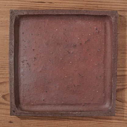 [ てしま島苑 ] 原土プレート四角‐中 空豆釉